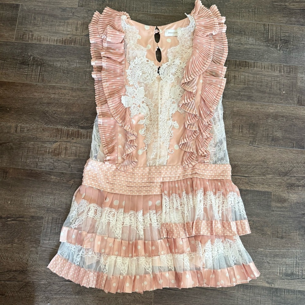 Zimmermann Pleated Satin Chiffon Dress 1